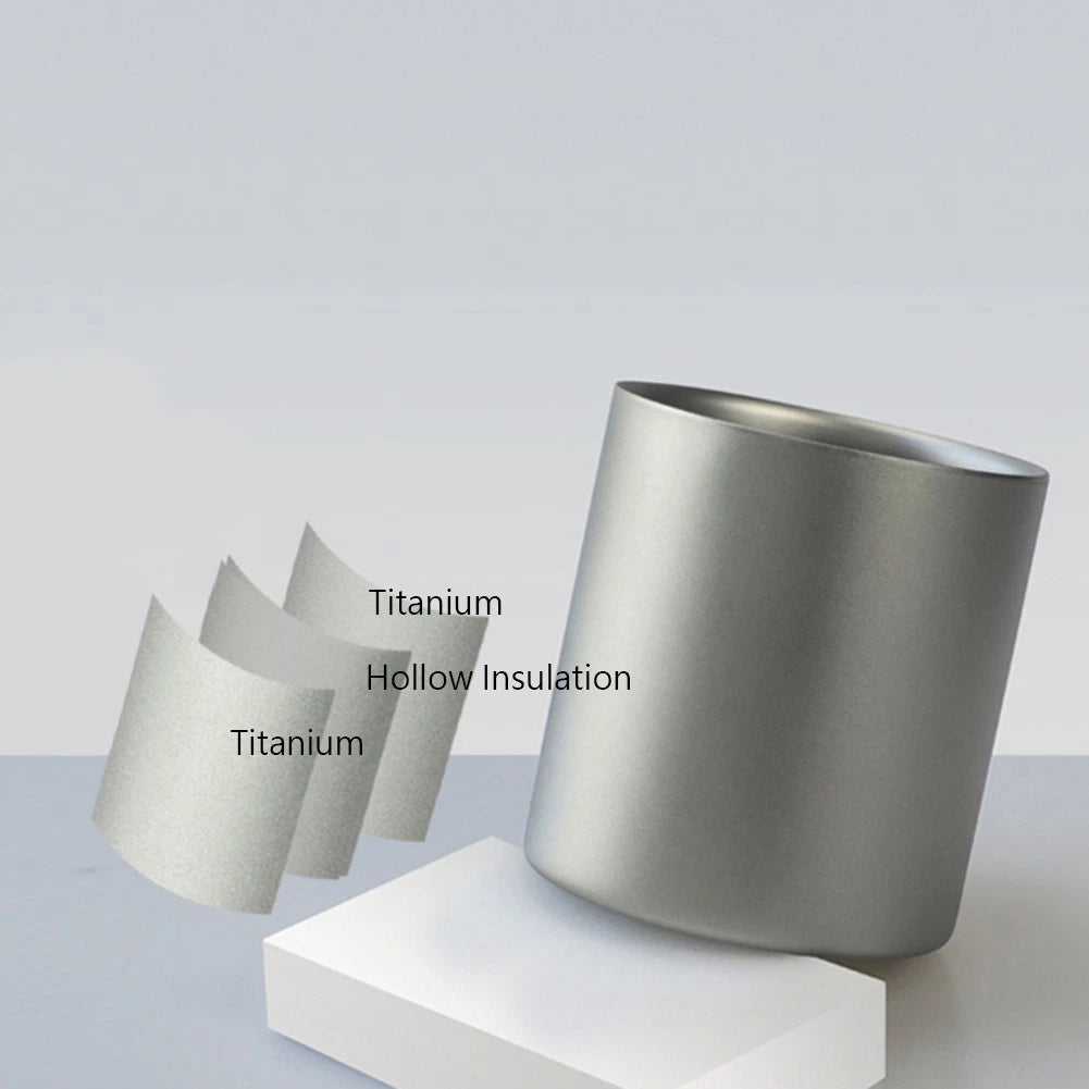 For Home Outdoor Camping Double Wall Titanium Water Cup Coffee Tea Mug With Lid 07FC0E-D4 - KOEEK