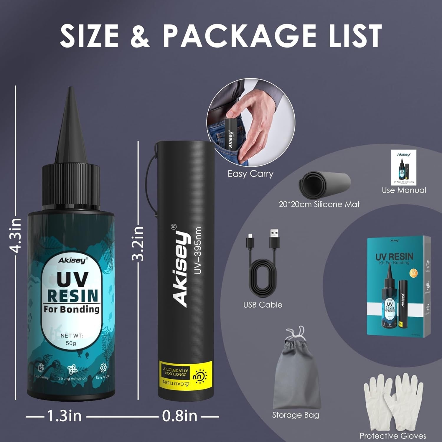 new UV Resin Kit with Light, 50g Rechargeable 395NM 50g, Black 07FC0E-D4 - KOEEK