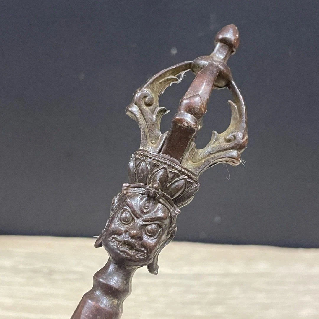 Tibetan Five Prong Vajra Dorje Brass Alloy Pendant Buddhist Ritual Handpiece 07FC0E-D4 - KOEEK