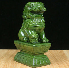 China Green Jade Carving Fengshui Foo Fu Dog Guard A Pair Door Lion 7/12/15/18CM 07FC0E-D4 - KOEEK