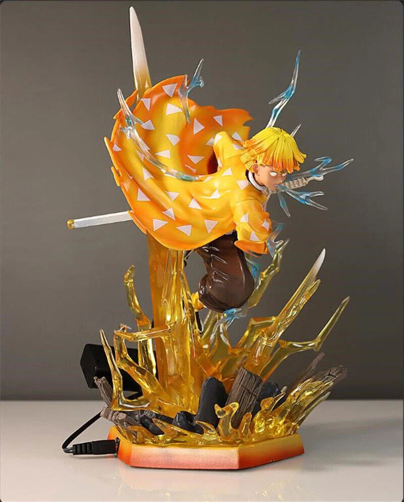 30cm Demon Slayer Agatsuma Zenitsu LED Light Action Figure Statue High Model Toy 07FC0E-D4 - KOEEK