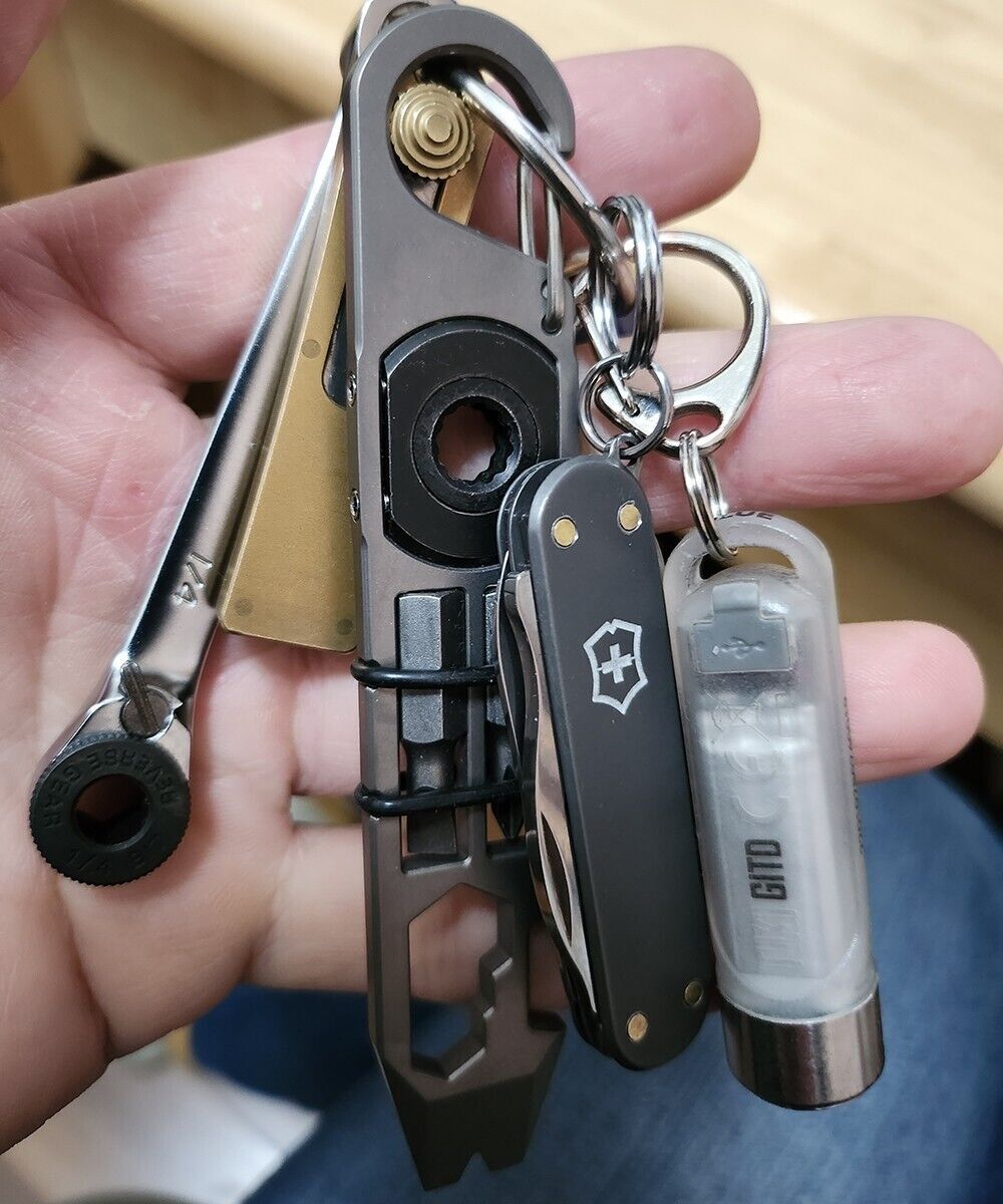 Titanium Alloy Multi-function Crowbar Pocket Pry Bar EDC Tool Opener Screwdriver 07FC0E-D4 - KOEEK