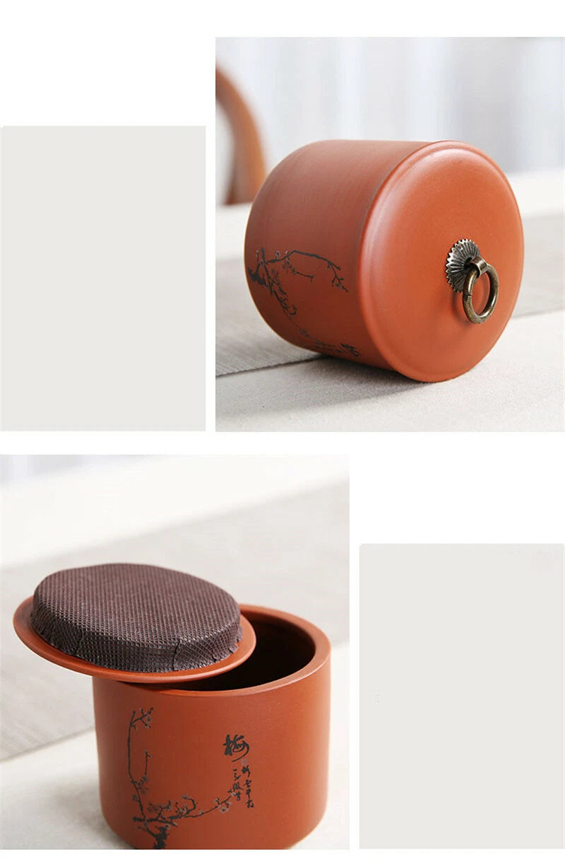 1pc Purple Clay Tea Jar Travel Tea Bag Storage Box Portable Sealed Tea Caddy 07FC0E-D4 - KOEEK