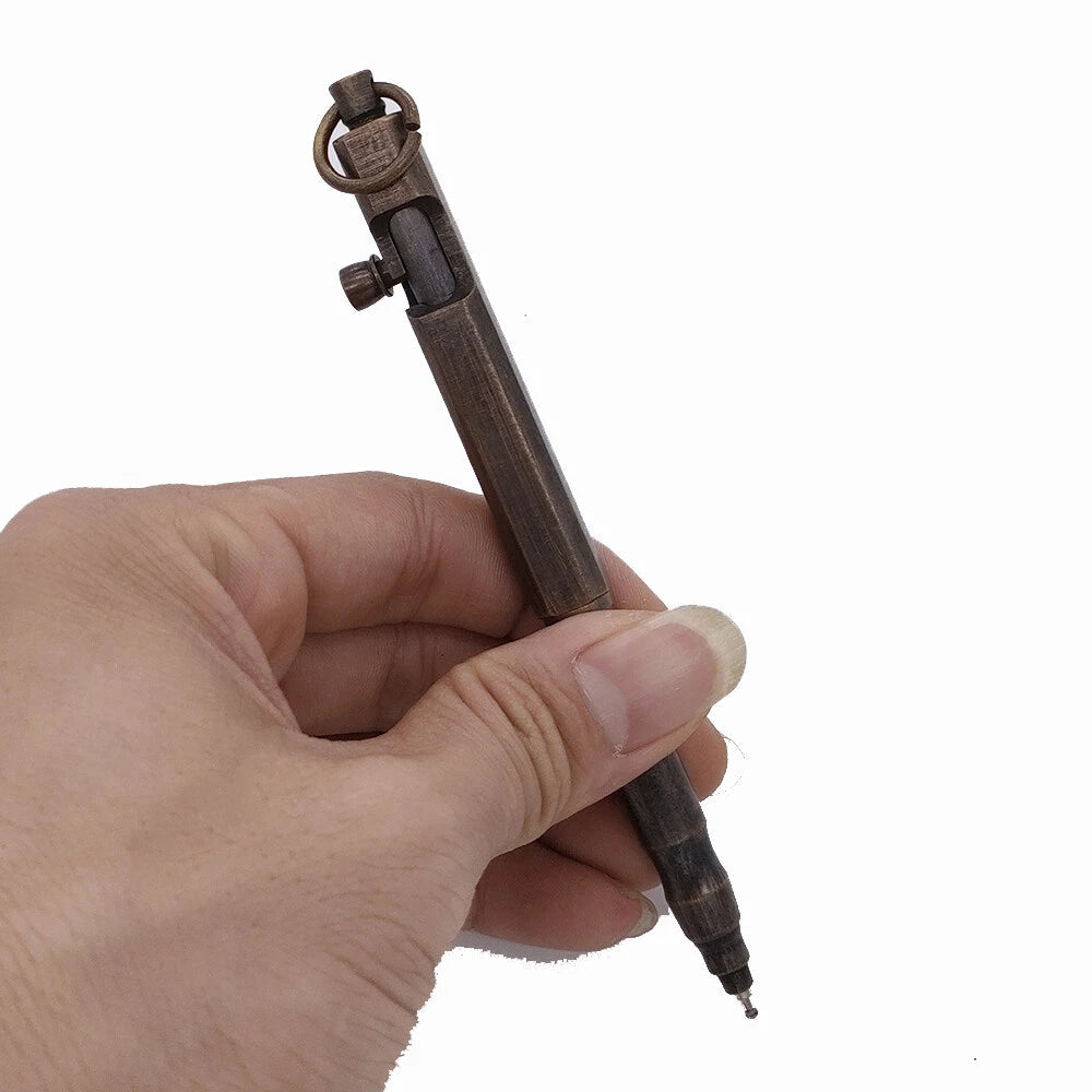 Solid Brass Bolt Action Pen Pocket EDC Signature Ballpoint collectible Gel Pen 07FC0E-D4 - KOEEK