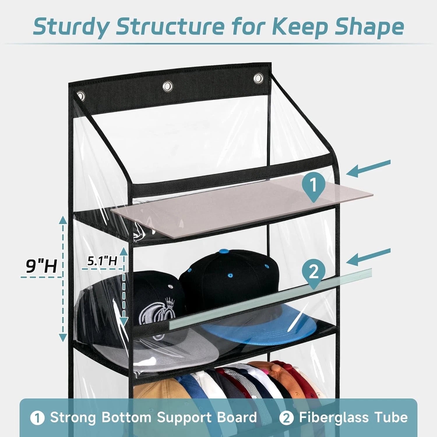 Clear Over the Door Hat Racks for Baseball Caps,Hold 48 Caps Hat Storage 07FC0E-D4 - KOEEK