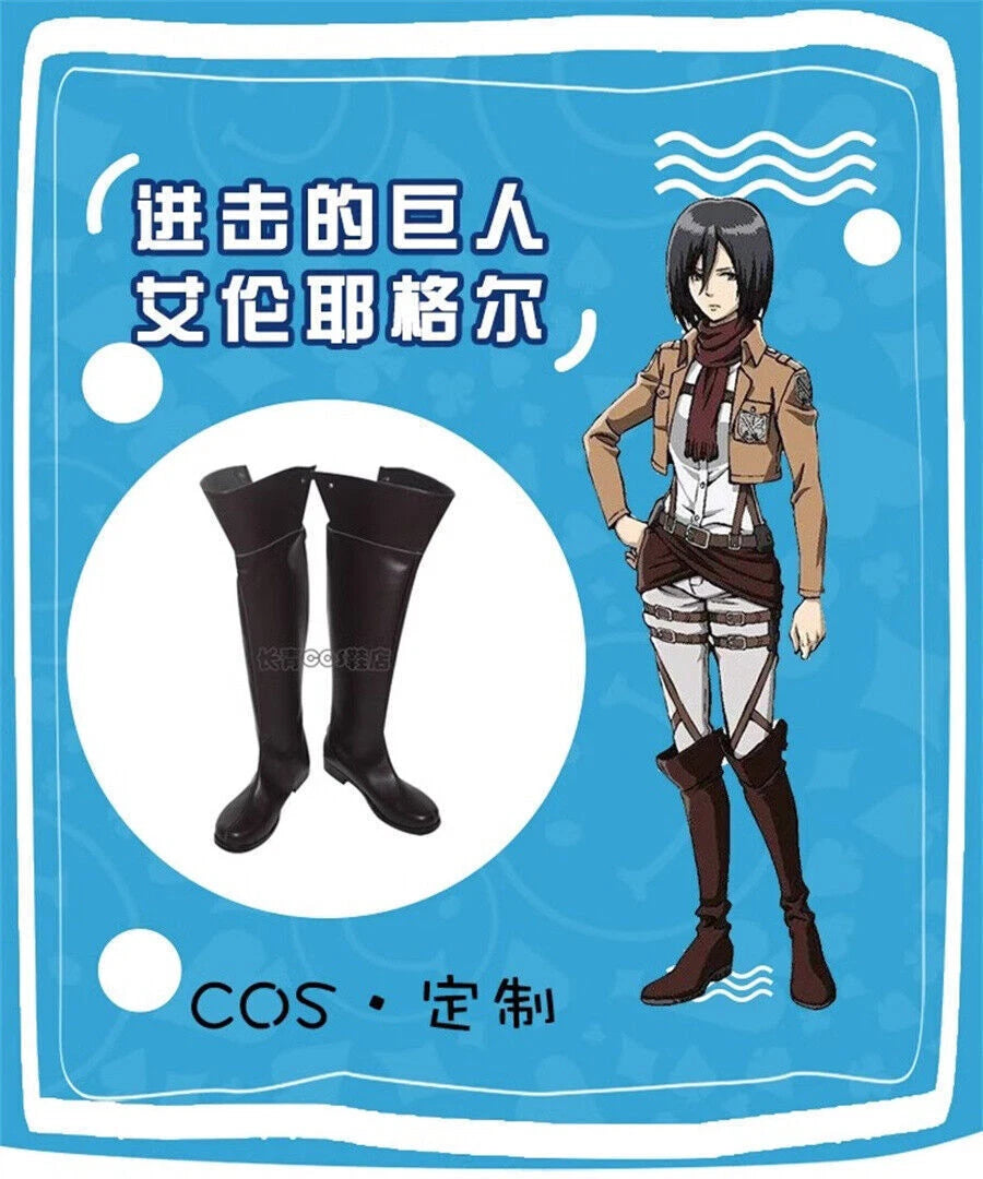 Anime Attack On Titan Eren Jager Cosplay Shoes Cos Shingeki no Kyojin Long Boots 07FC0E-D4 - KOEEK