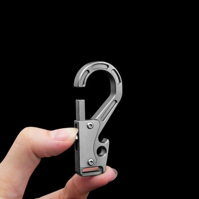 1PC Titanium Carabiner Keychain Clip EDC Car Key Chain Holder with Bottle Opener 07FC0E-D4 - KOEEK