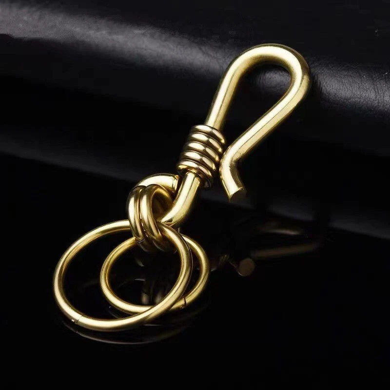 EDC Handmade Brass Keychains Pants Keyrings Key Holder Belt Clip Bag Hook 07FC0E-D4 - KOEEK