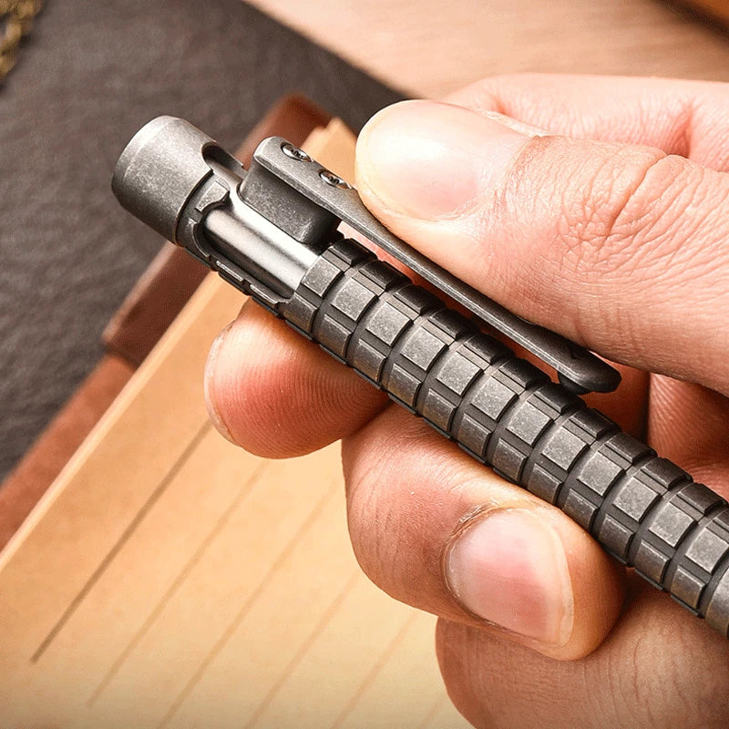 Titanium PEI Ballpoint Pen Bolt Action Signature Writing Pocket Pen 5pcs Refills 07FC0E-D4 - KOEEK