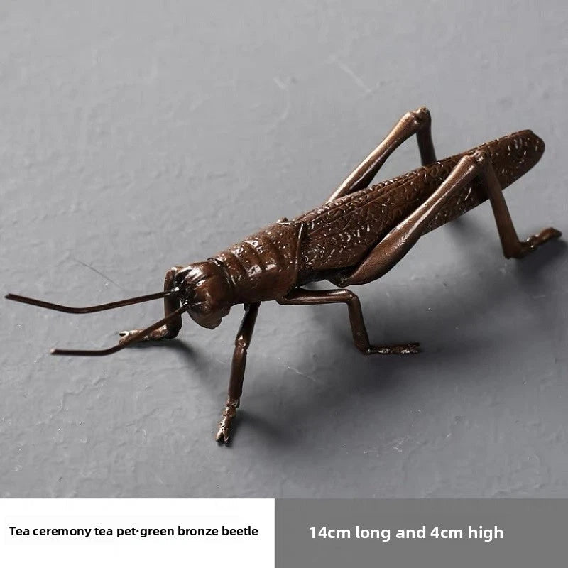 14cm Chinese Brass Grasshopper Ornament Retro Tea Pet Decoration Handicraft 07FC0E-D4 - KOEEK