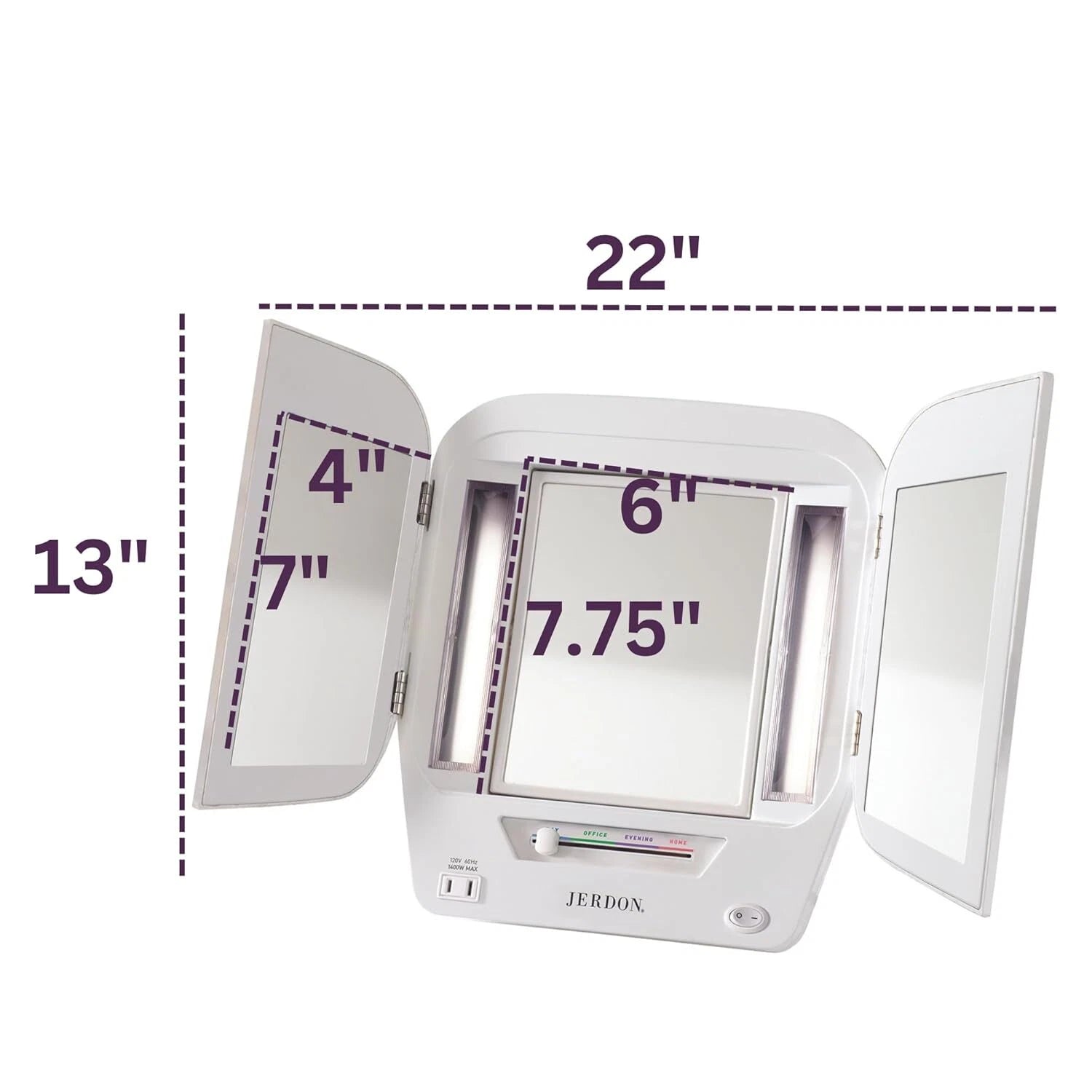 Modern Lighted Tri-Fold Makeup Mirror -with 5x Magnification and Multiple Lights 07FC0E-D4 - KOEEK