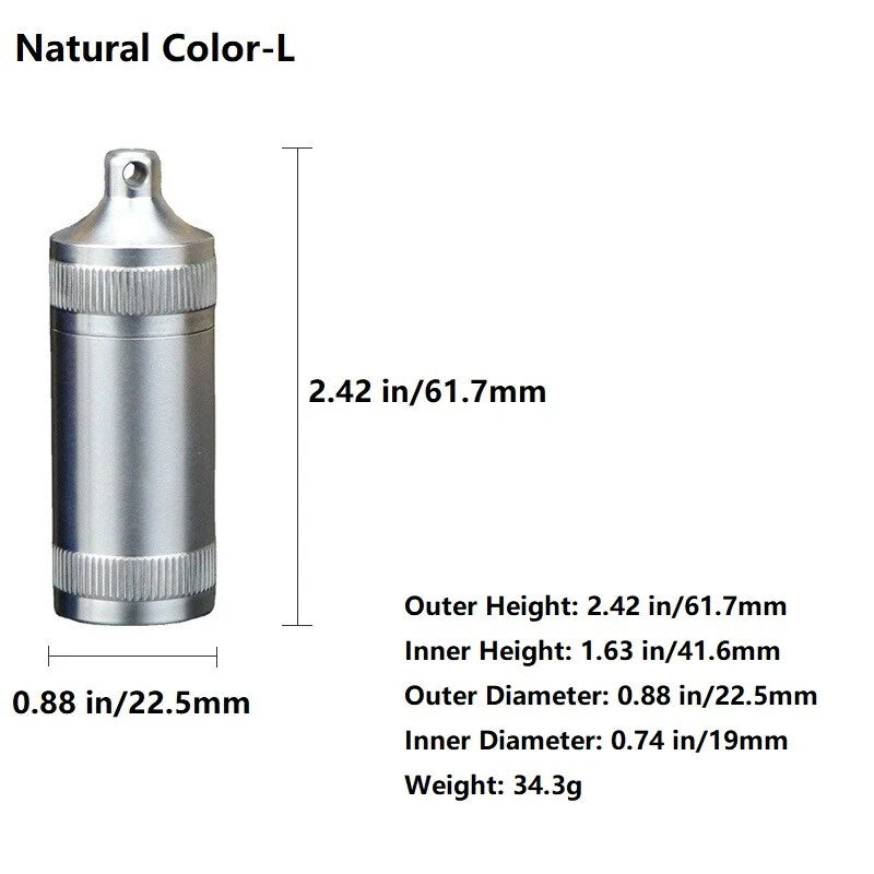 EDC Titanium Pill Holder Case Organizer Container Portable Waterproof Keychain 07FC0E-D4 - KOEEK