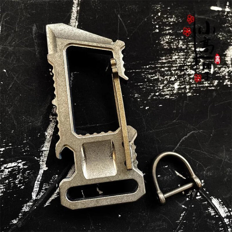 Outdoor EDC Camping Multi Tool TC4 Titanium Alloy Keychain Carabiner Crowbar Toy 07FC0E-D4 - KOEEK