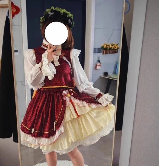 Customized TouHou Project Chen Cosplay Costume Maid Dress Ears Tail Lolita 07FC0E-D4 - KOEEK
