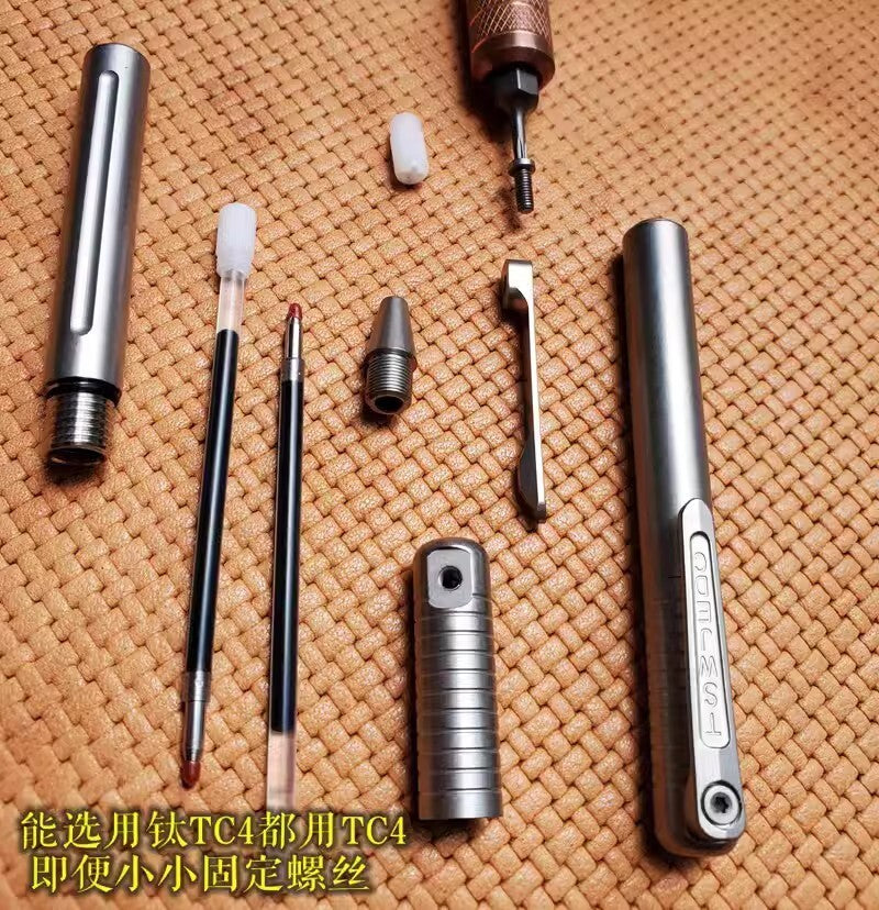 TC4 Titanium Portable Tactical Pen Pocket Ballpoint Pen Outdoor Travel EDC Pen 07FC0E-D4 - KOEEK
