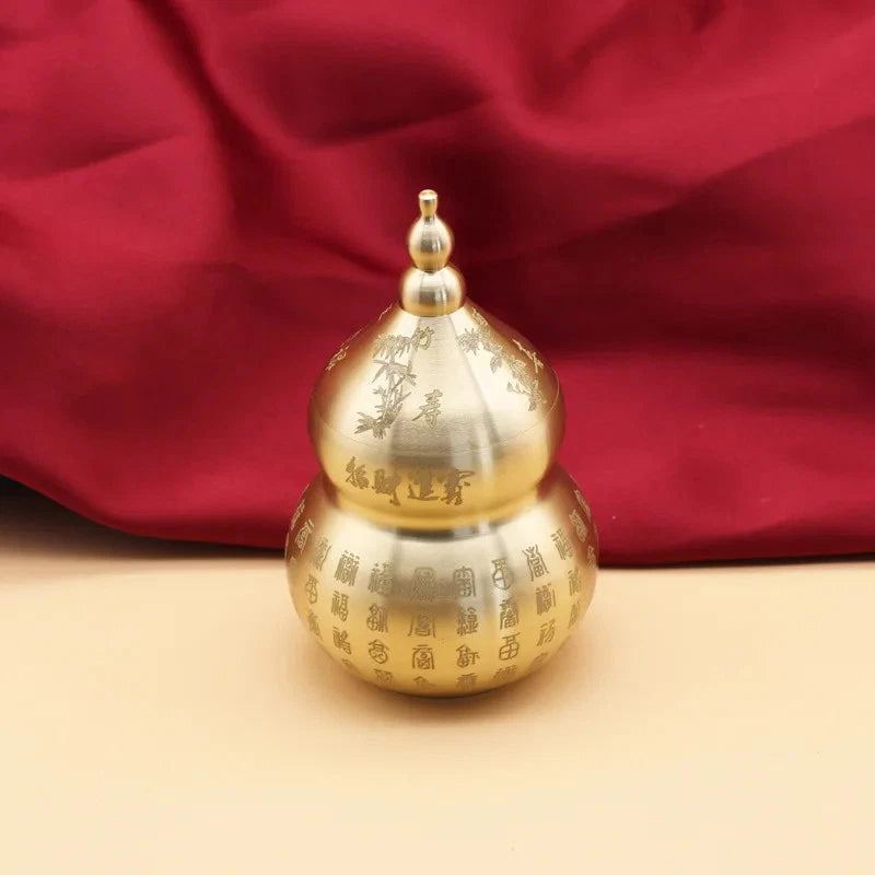 1Pc Retro Brass Handcarved Baifu Gourd Attract Wealth Home Feng Shui Decoration 07FC0E-D4 - KOEEK