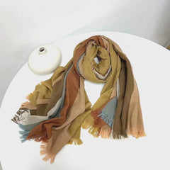 Mens  Cotton Scarf Colorful Stripe Breathable Unisex Stole Shawl Neckerchief 07FC0E-D4 - KOEEK