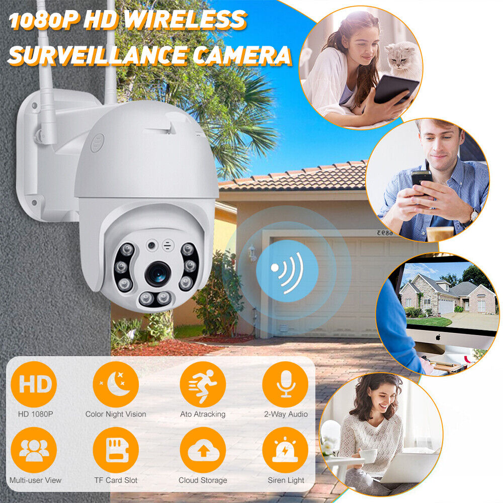 ny 1080P HD WIFI Trådløst IP-sikkerhetskamera CCTV PTZ Smart Outdoor Home IR-kamera