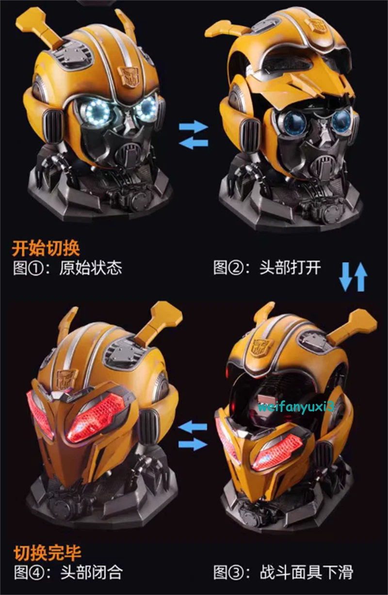 1:1 Transformer Bumblebee Voice Control Cosplay Wearable Helmet Mask W/ Base 07FC0E-D4 - KOEEK