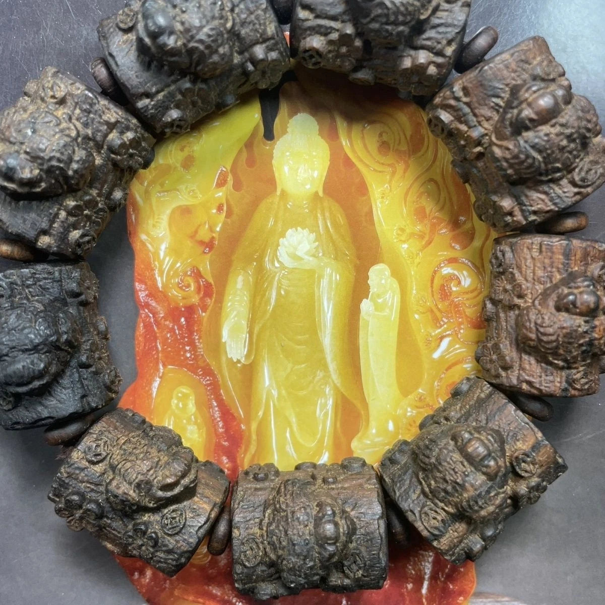 Hainan Agarwood Pendant Natural Old Wood Carved Toad Plum Blossom Ornament 07FC0E-D4 - KOEEK