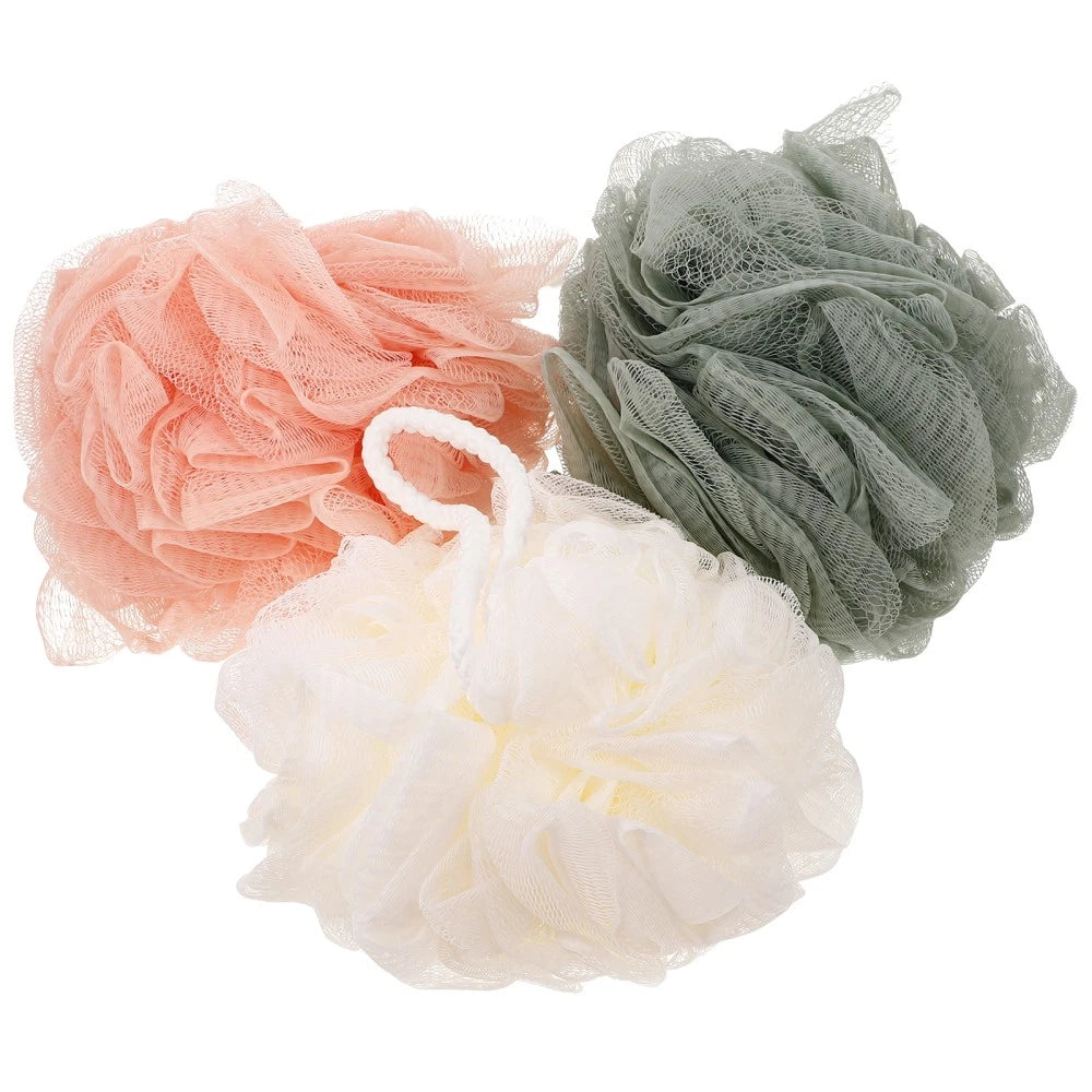 3 Pcs Mixed Color PE Bath Balls Mesh Shower for Body Care 07FC0E-D4 - KOEEK