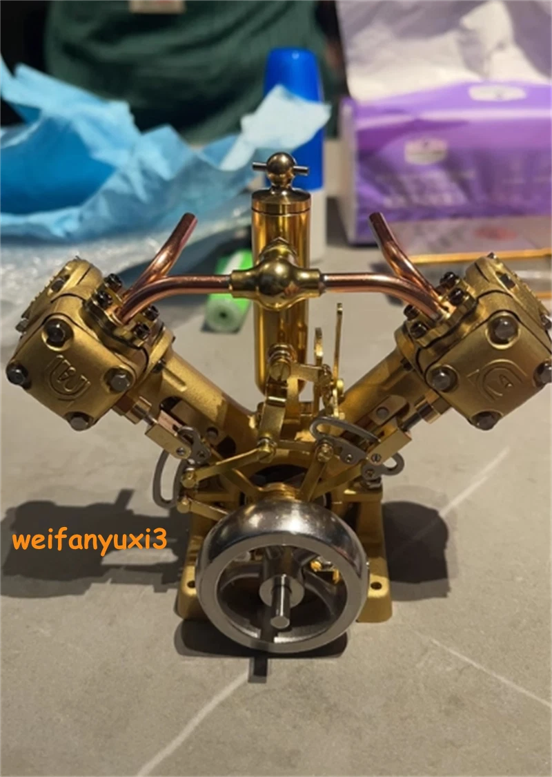 Compact Vintage V2 Steam Engine Model Dual Cylinder Powerful Toy Collection Gift 07FC0E-D4 - KOEEK