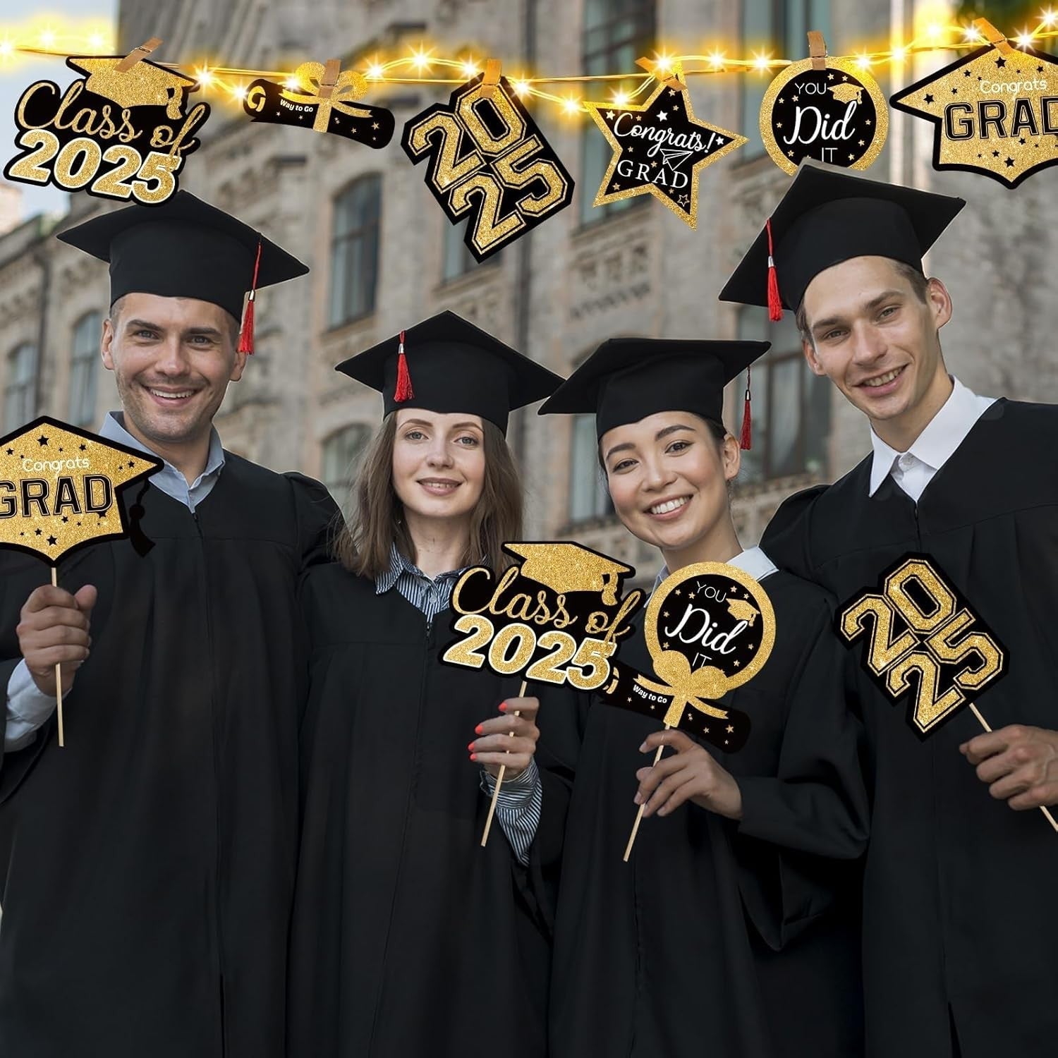 new OuMuaMua Graduation Decorations Class of 2025-36pcs Black and Gold OUMUAMUA - KOEEK