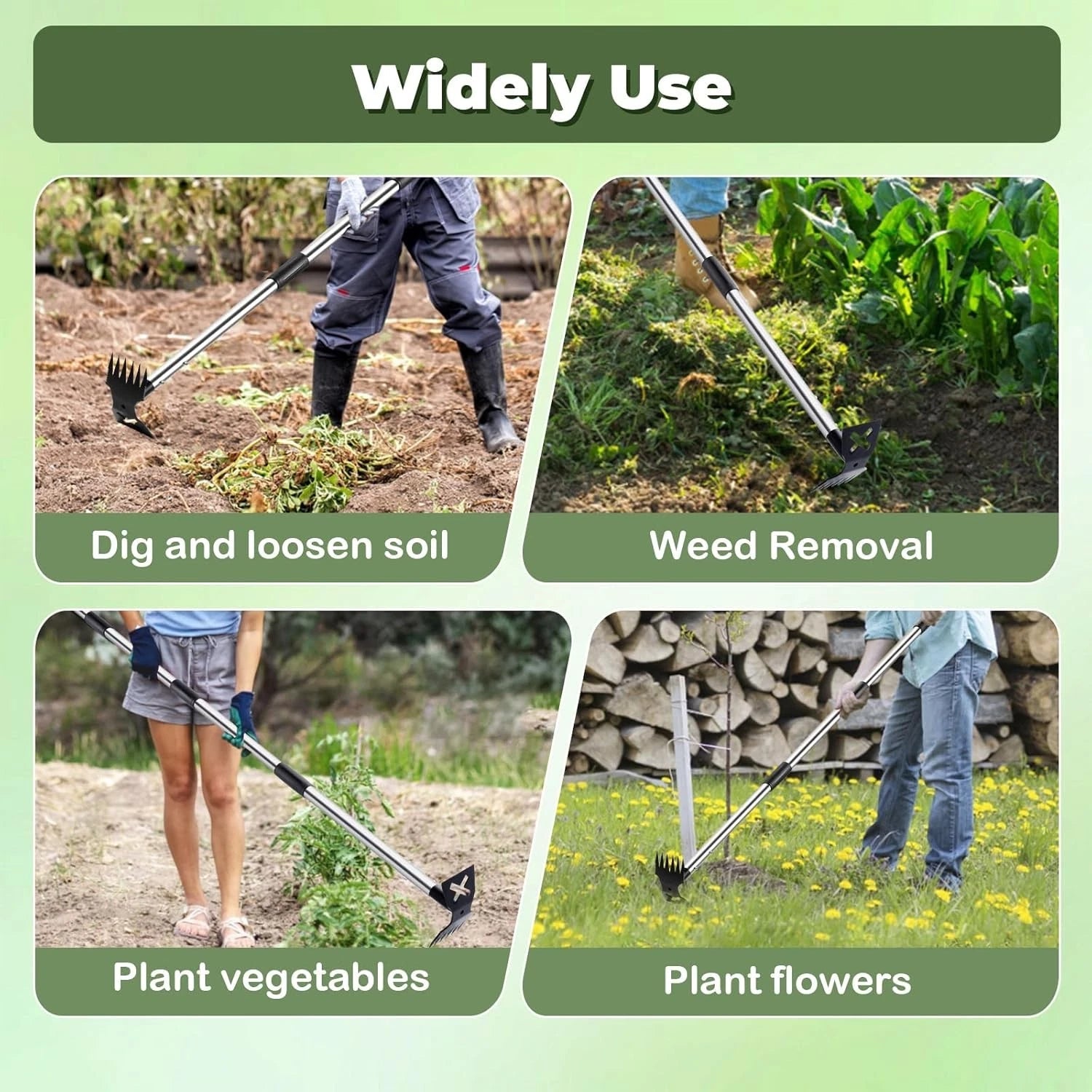 Weed Puller Tool with Long Handle -60" Manual Weeder Remover Tool,Hand Weed Rake 07FC0E-D4 - KOEEK