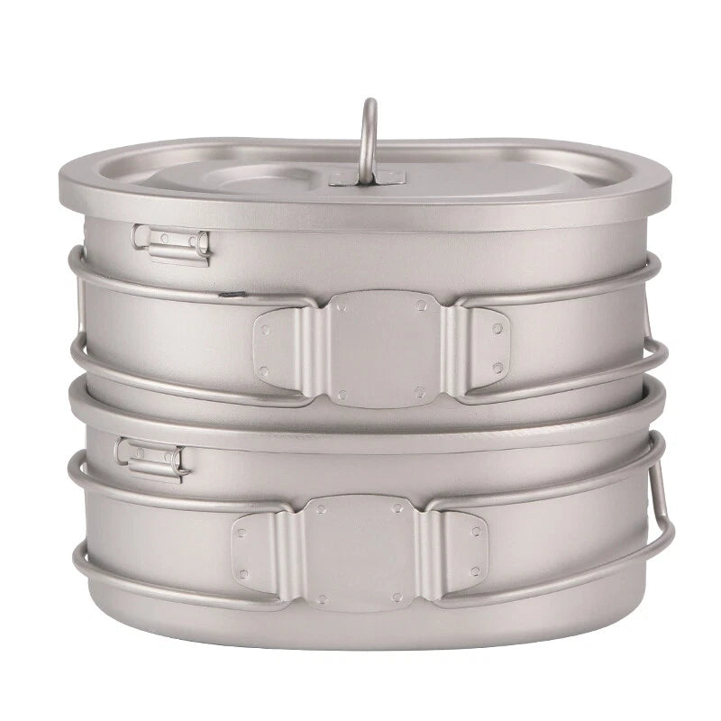 Lightweight Titanium Lunch Box Set Thermal Compartment Lunch Box for Hiking 07FC0E-D4 - KOEEK