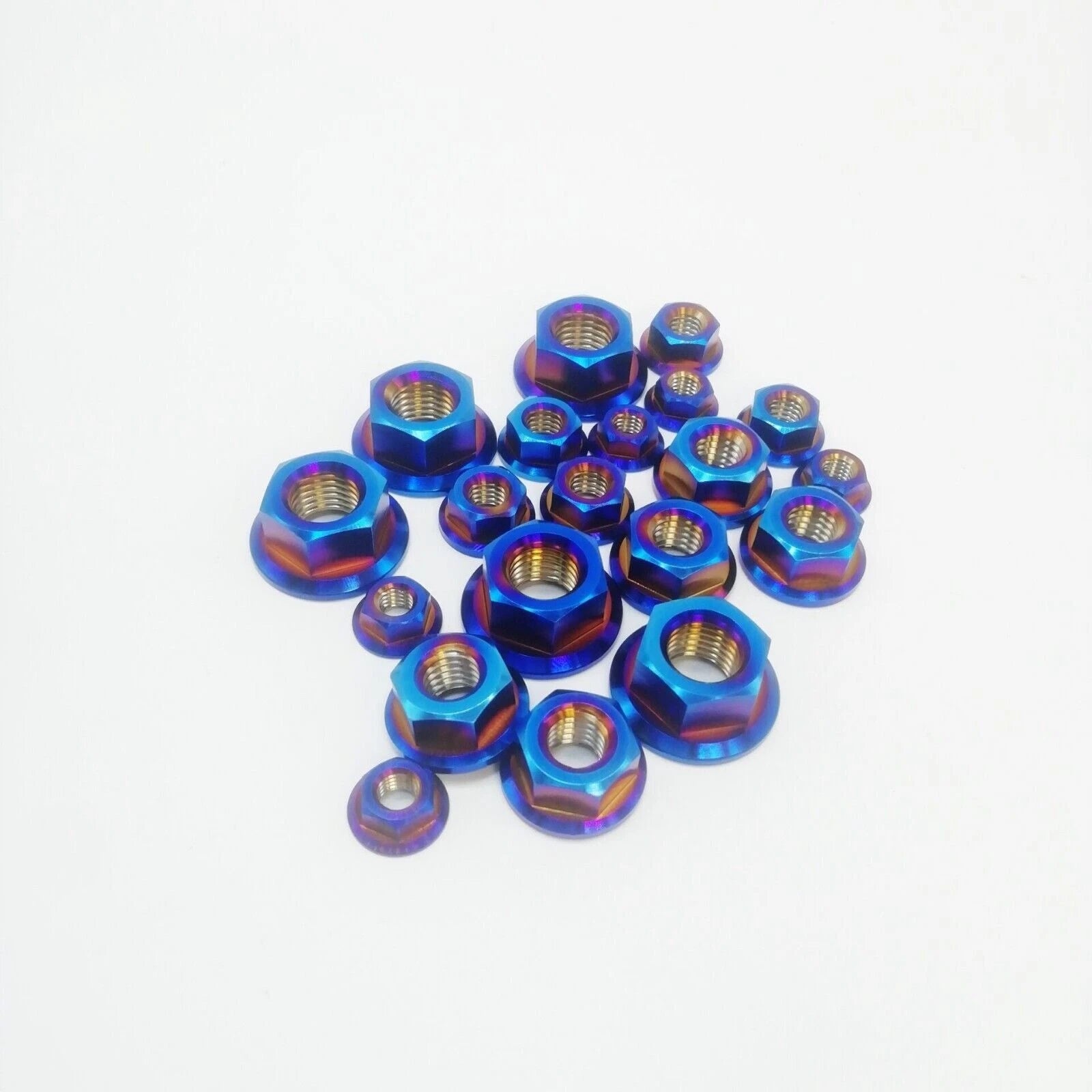 Burning blue M8x1.25mm Titanium Ti Sprocket Flange Nut MTB Motorcycle Bike 10pcs 07FC0E-D4 - KOEEK