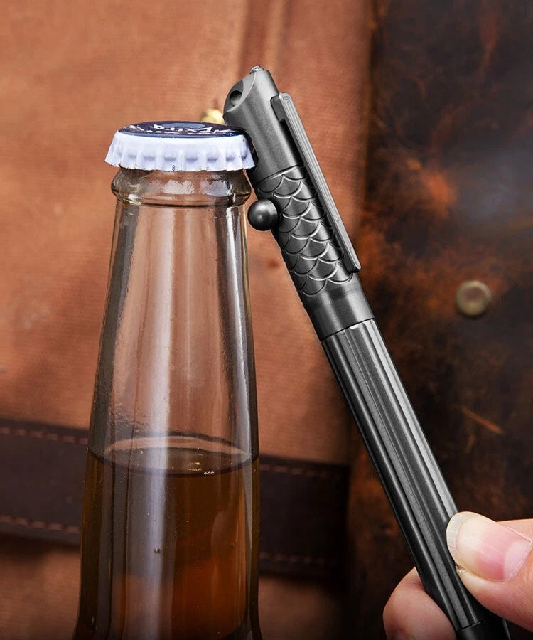 EDC Titanium Pocket Ballpoint Pen Tactical Signature Pen w/ Bottle Opener Tool 07FC0E-D4 - KOEEK