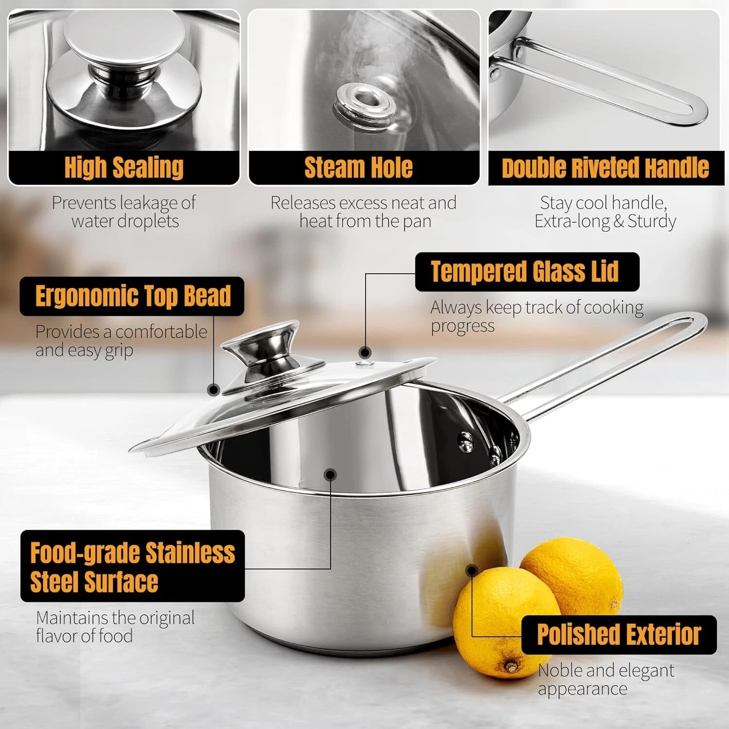 Stainless Steel CookwareSet,6 Piece Nonstick Kitchen Induction Cookware,Nonstick 07FC0E-D4 - KOEEK