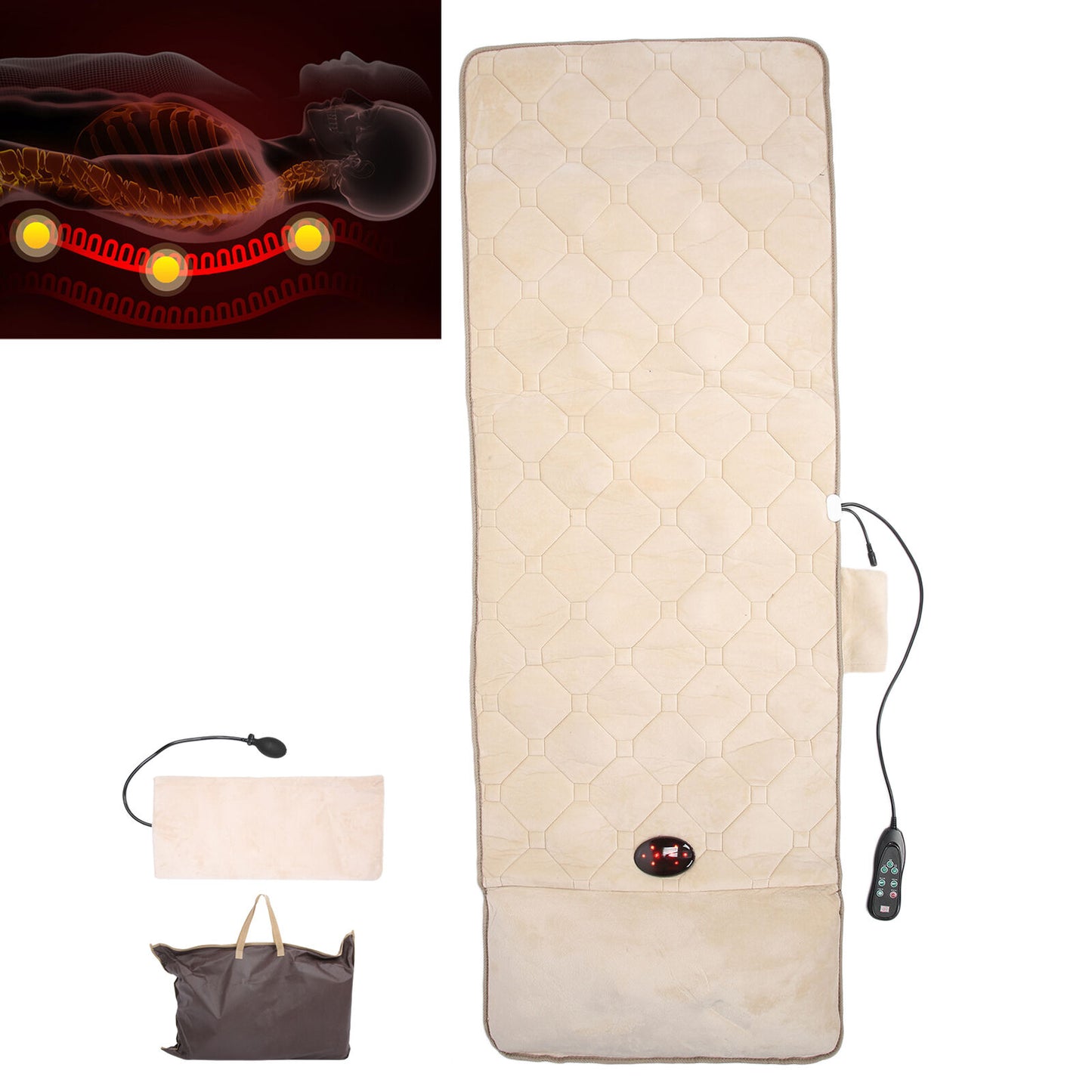 new Neck Shoulder Massage Mat Home Massage Mattress Beige (UK Plug )(UK Plug ) HGF koeek - KOEEK