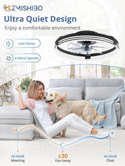 Low Profile Ceiling Fans with Lights and Remote, 20 Inch Flush Mount Ceiling Fan 07FC0E-D4 - KOEEK
