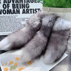 Real Large Crystal Fox Tail Fur 1PC Keychain Charm Bag Pendant Tassel Bag Tag 07FC0E-D4 - KOEEK