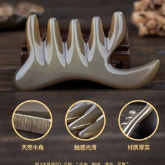 Natural White Yak Horn Head Massage Meridian Comb Gua Sha Board 天然白牦牛角头部按摩经络梳 07FC0E-D4 - KOEEK