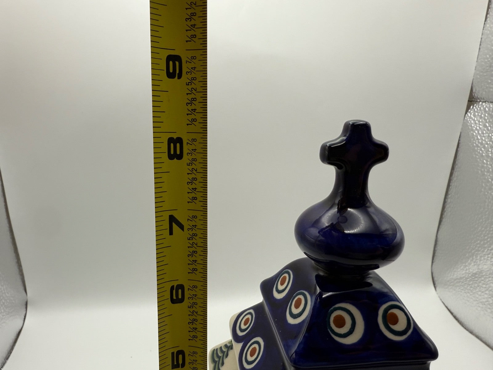 Polish Pottery Church Luminary Tea Light Votive Christmas Peacock Eye POLISH POTTERY - KOEEK