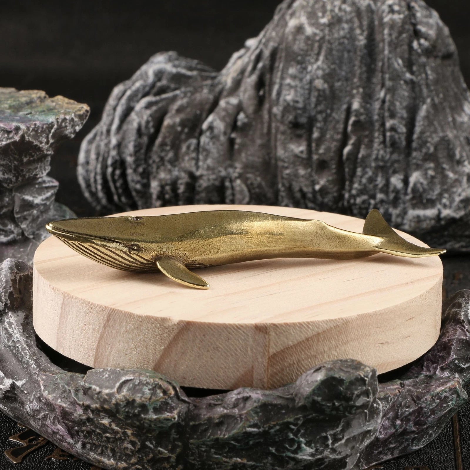 Solid Brass Whale Figurine Small Statue Home Ornament Figurines Collectibles Toy 07FC0E-D4 - KOEEK