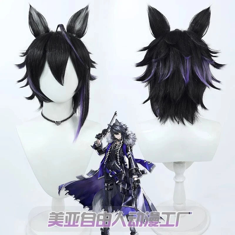 Vigil Arknights Anime Role Short Hair Wigs Hairpiece with Ears Cosplay Prop 07FC0E-D4 - KOEEK