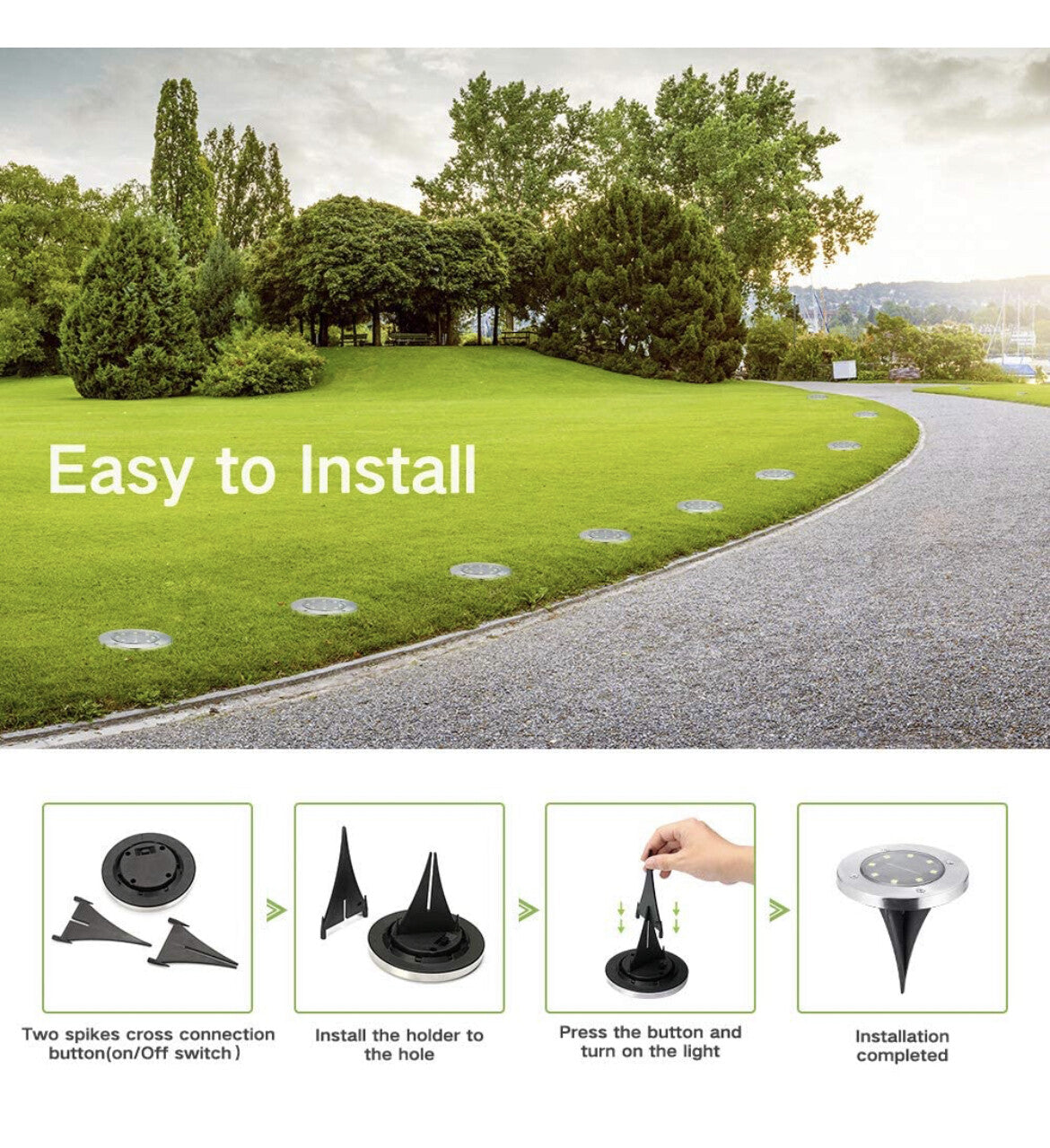 (12PACK) Solar In Ground Lights Outdoor Buried Lamp Disk LED Lawn Pathway Garden 07FC0E-D4 - KOEEK