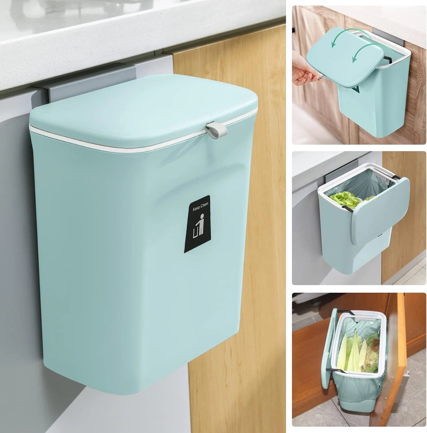 2.4 gallon kitchen compost bin, suitable for countertop or under sink 07FC0E-D4 - KOEEK