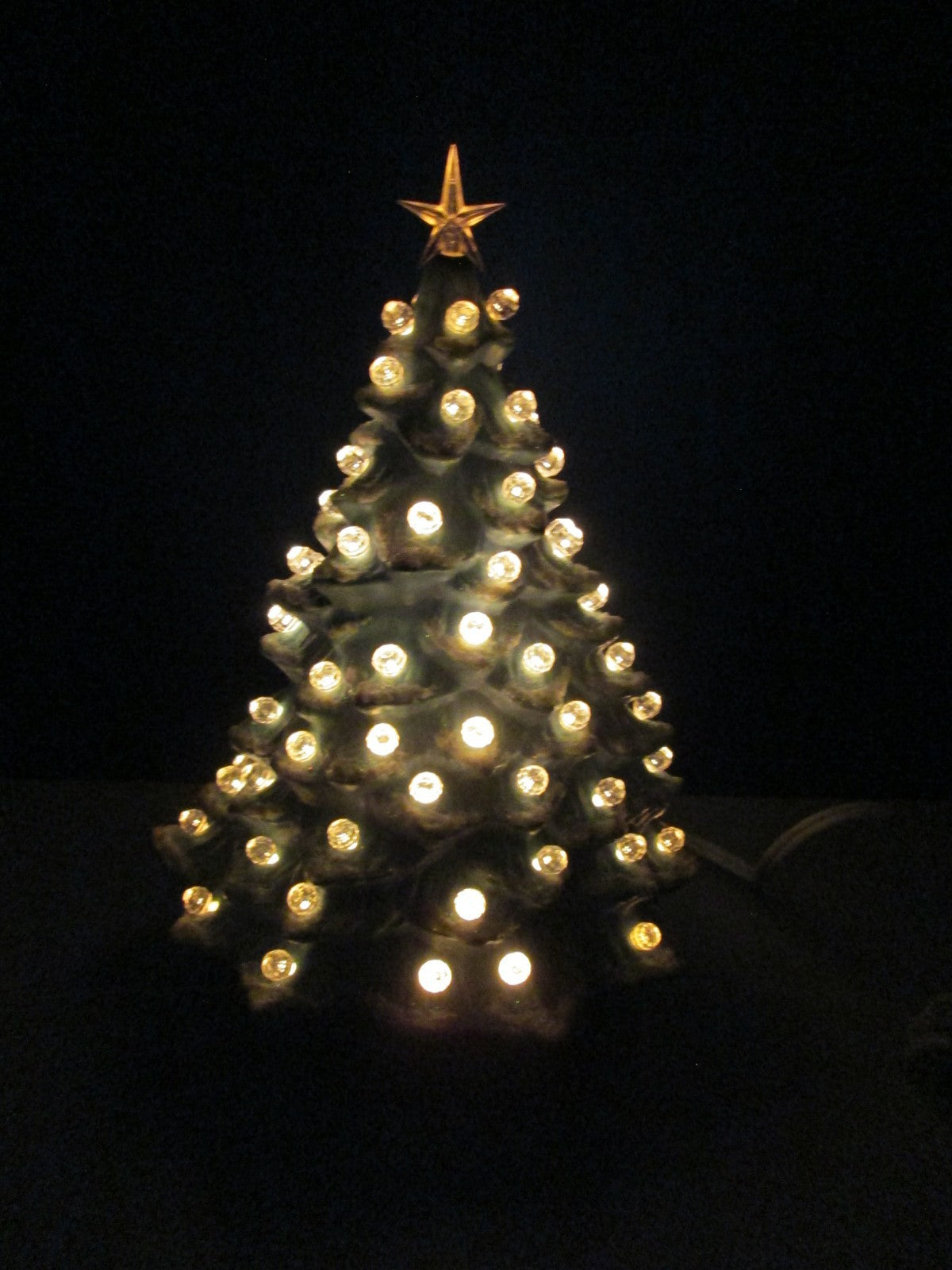 "LIGHT BLUE w/SNOW CAPS"  Ceramic Christmas Tree"  ly Made/ Extra Lights 07FC0E-D4 - KOEEK