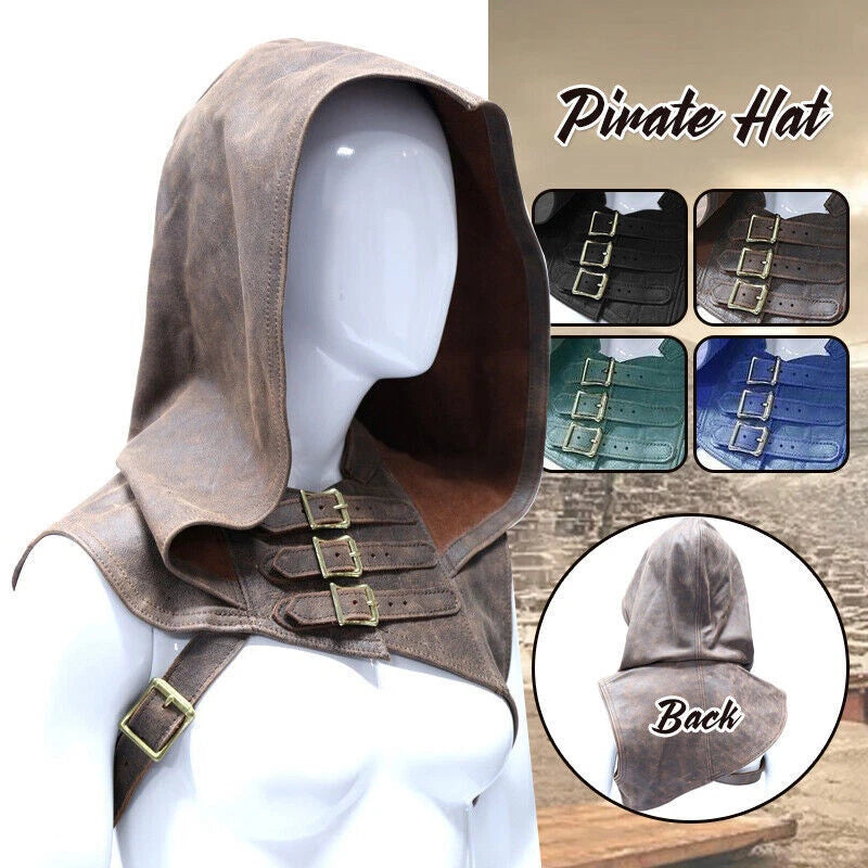 Medieval Buckle Cosplay Shoulder Armor Cloak Leather Headsuit Retro Renaissance 07FC0E-D4 - KOEEK