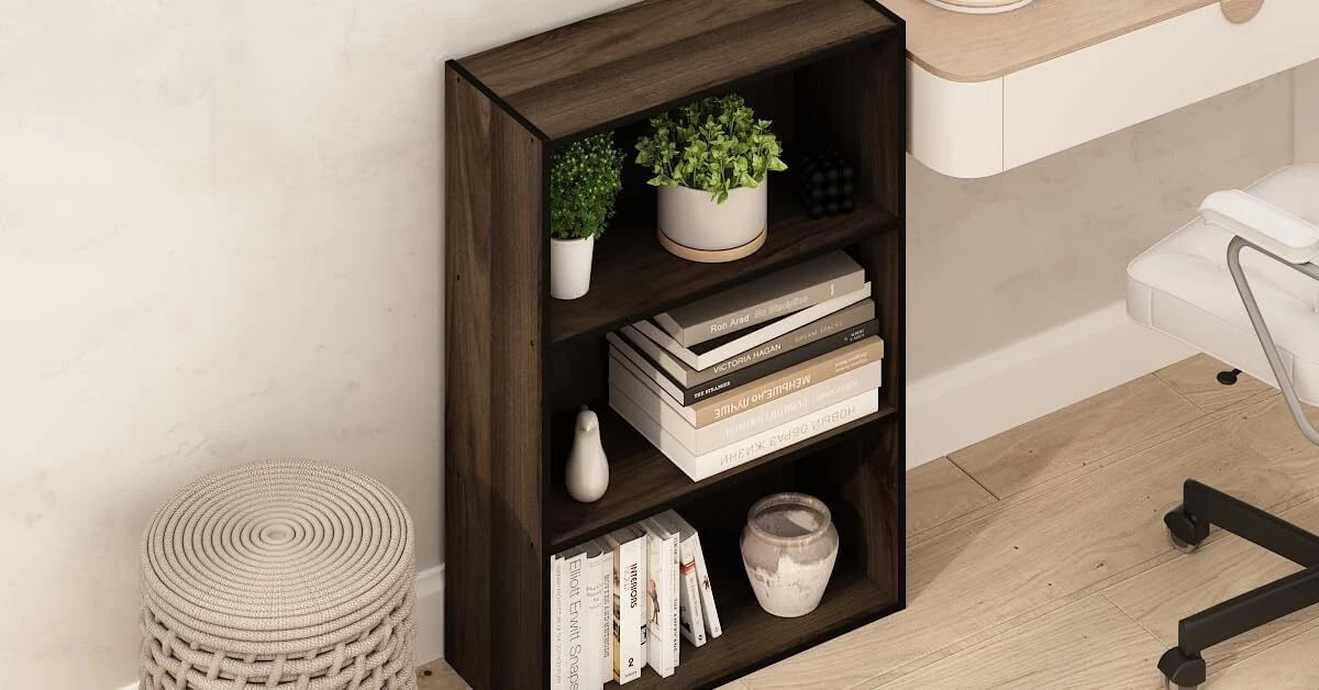 3-Shelf Open Bookshelf, Columbia Walnut 07FC0E-D4 - KOEEK