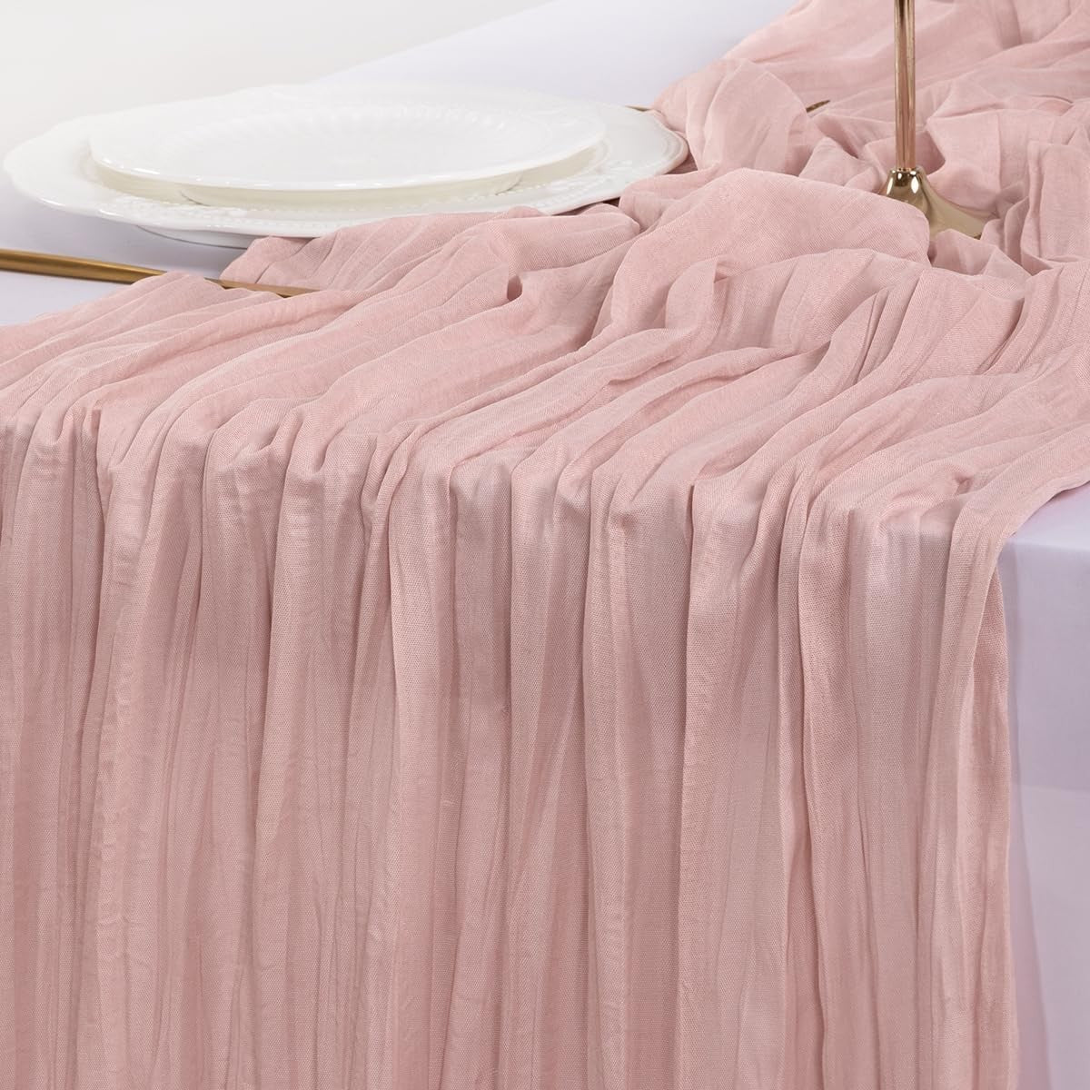 new Socomi Pink Cheesecloth Table Runner Summer Boho 10ft x 1pc, Dusty SOCOMI - KOEEK