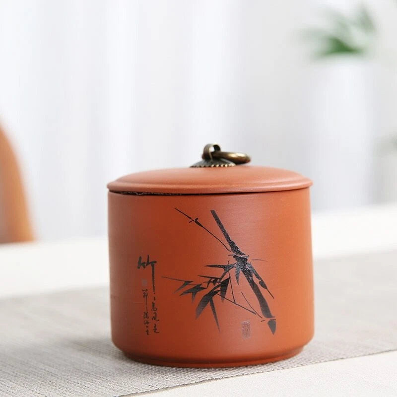 1pc Purple Clay Tea Jar Travel Tea Bag Storage Box Portable Sealed Tea Caddy 07FC0E-D4 - KOEEK