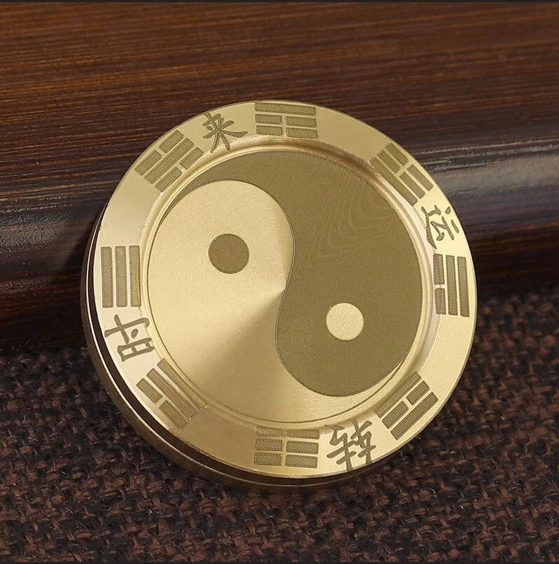 EDC Solid Brass Fidget Slider Clicker luck Coin Tai Chi Haptic Toy for Adult 07FC0E-D4 - KOEEK