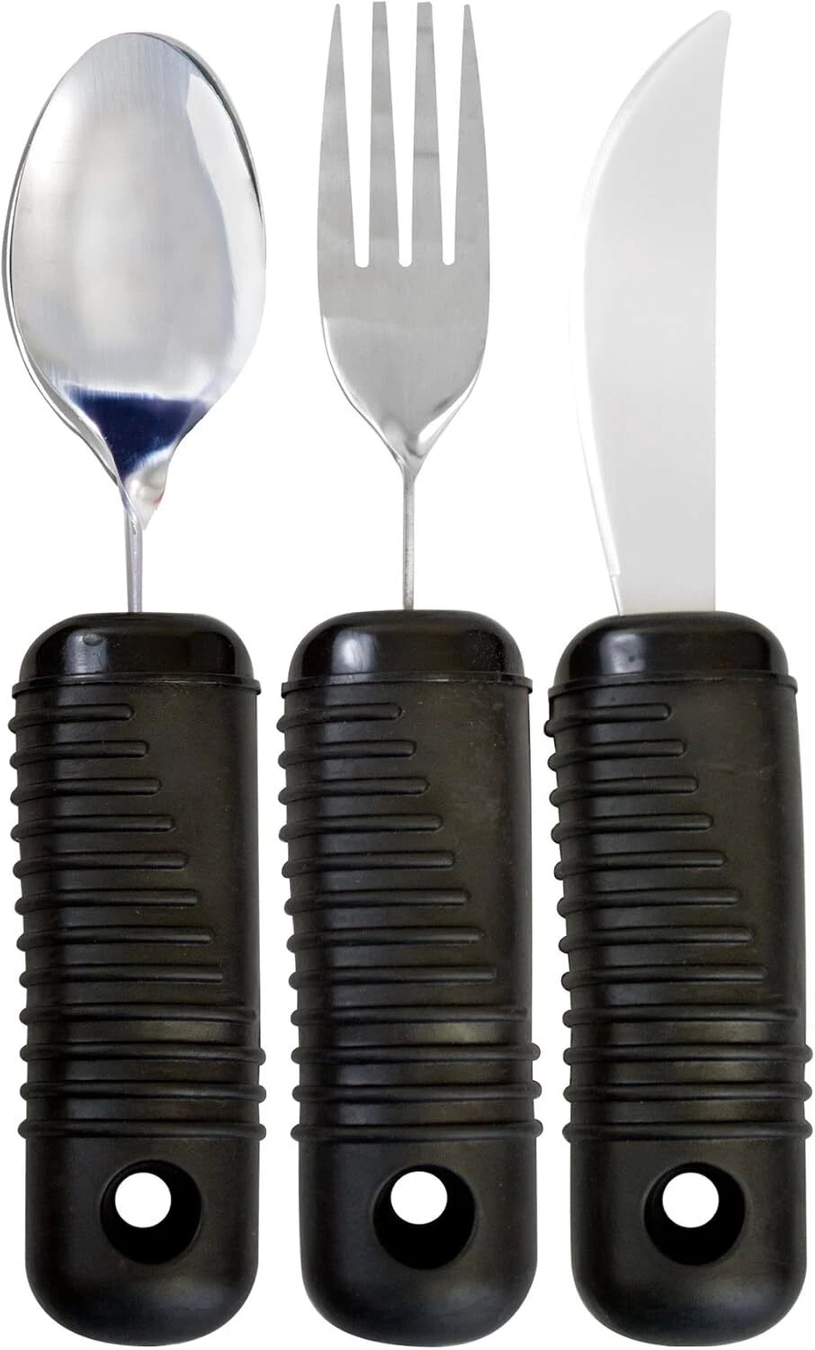 3 Piece Super Easy Grip Flatware Set - Bendable Built Up Utensils - Fork, Knife 07FC0E-D4 - KOEEK