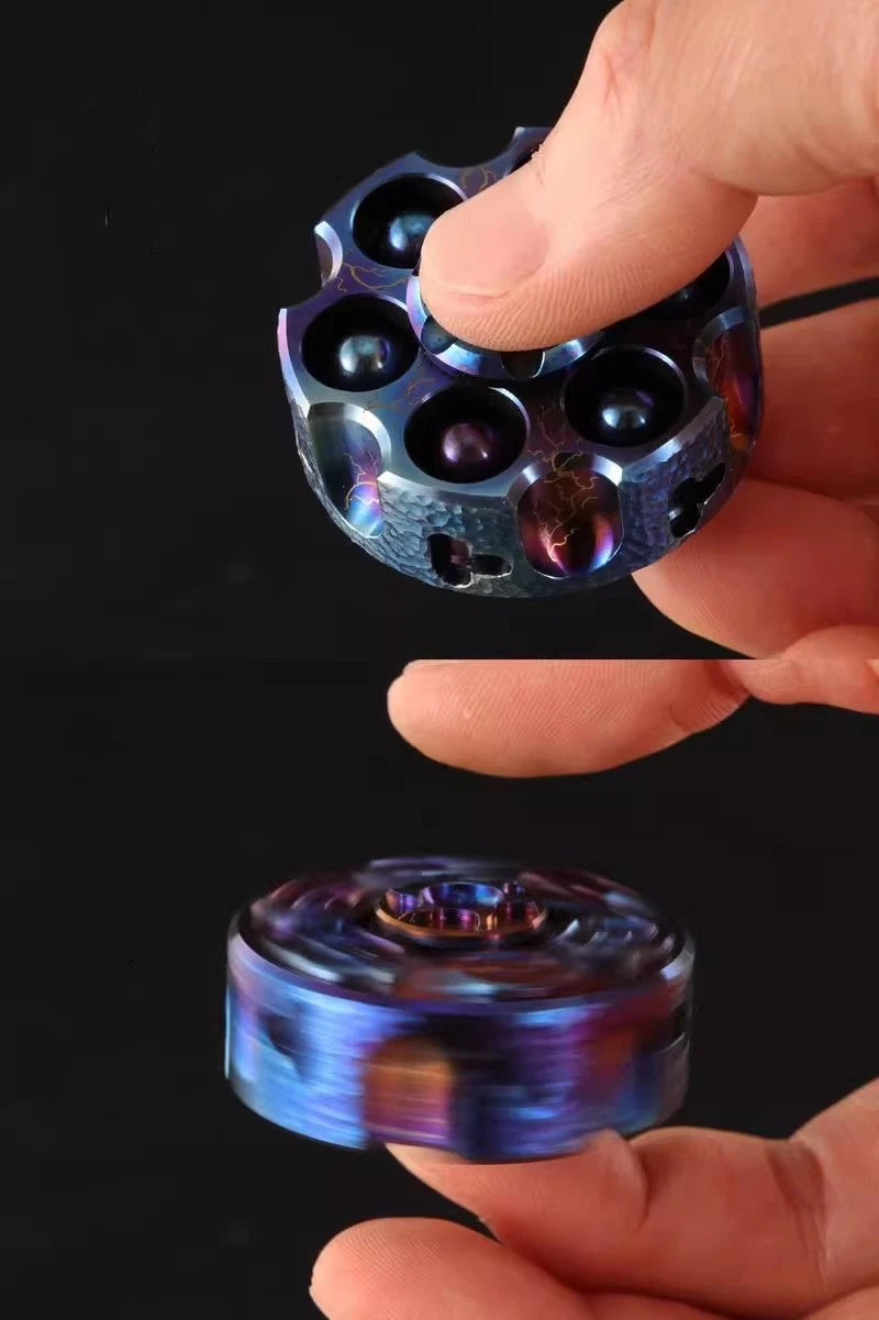 Titanium Alloy Hand Twisting Spinning Top Gyro Gyroscope EDC Fidget Spinner Toy 07FC0E-D4 - KOEEK