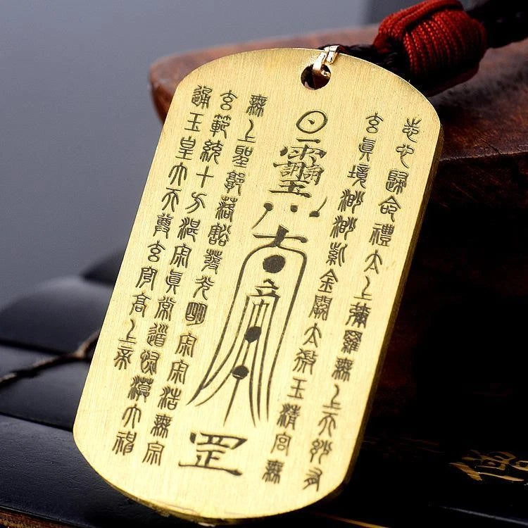 Copper Taoist Jade Emperor Pendant Necklace Amulet Charm Vintage Mens 07FC0E-D4 - KOEEK